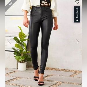 High Rise Faux Leather Skinny Pant